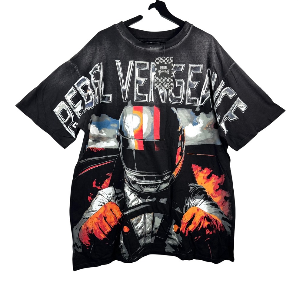 Rebel Vengeance Racing Graphic T-Shirt sz 3XL Black Oversized Moto Streetwear